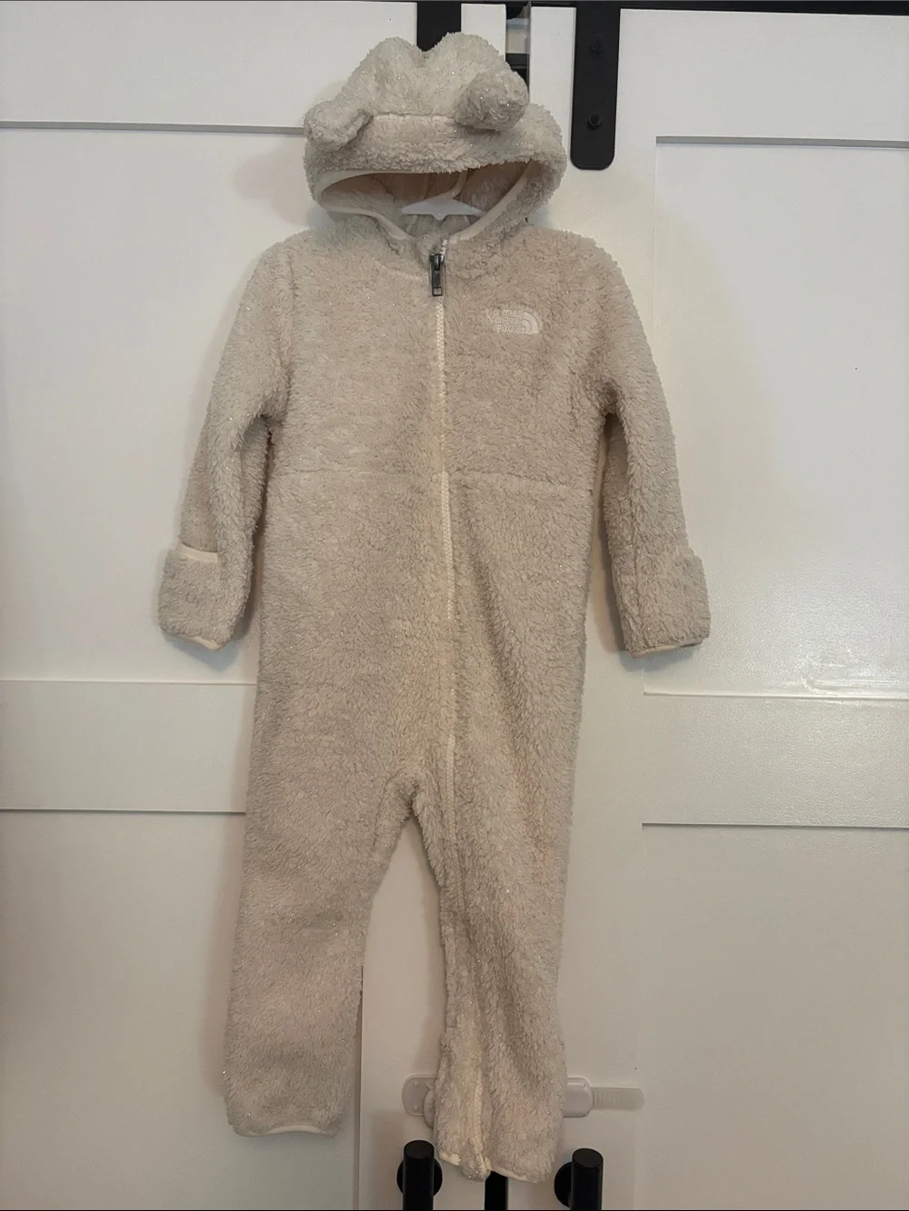 The North Face Cream Plush Fleece One-Piece with Hooded Ears